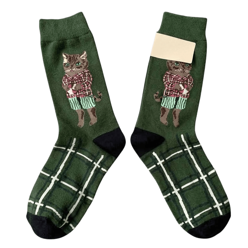 Plusock Retro Cartoon Cat Socks(3 Pairs)