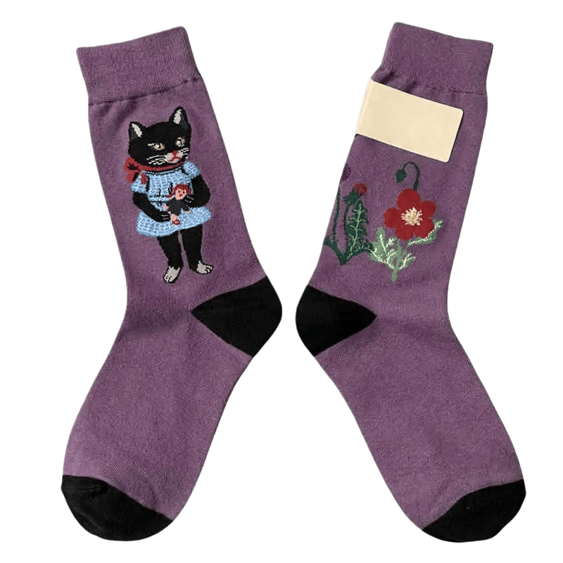 Plusock Retro Cartoon Cat Socks(3 Pairs)