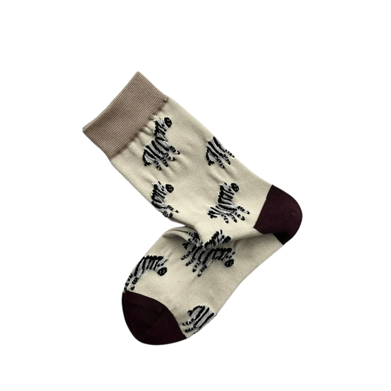 Plusock Lattice Zebra Flower Quarter Socks(3 Pairs)