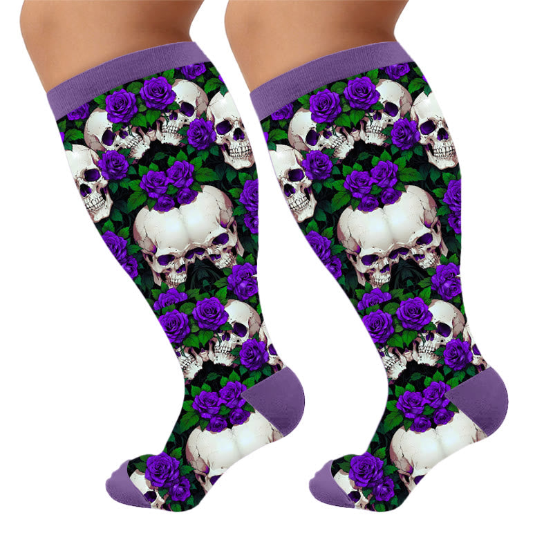Plusock Plus Size Gothic Skull Compression Socks