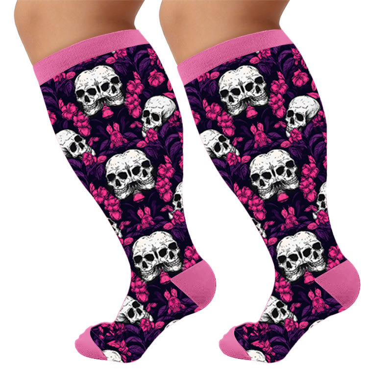 Plusock Plus Size Gothic Skull Compression Socks