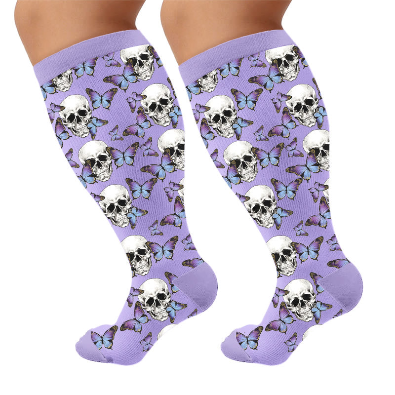 Plusock Plus Size Gothic Skull Compression Socks