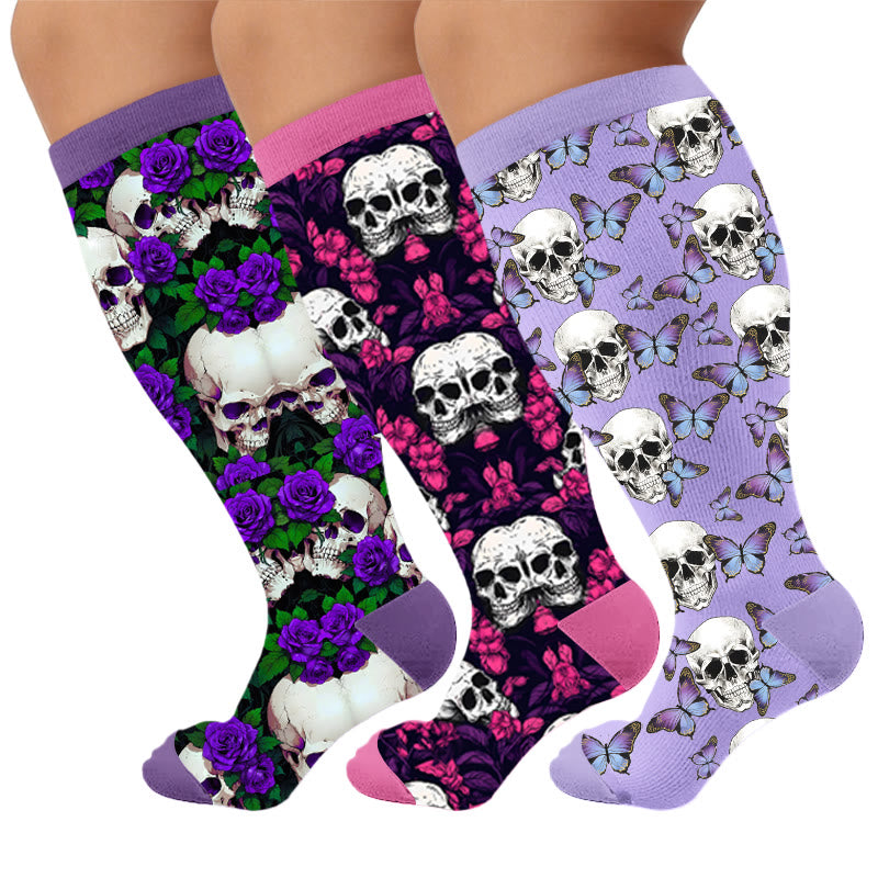 Plusock Plus Size Gothic Skull Compression Socks