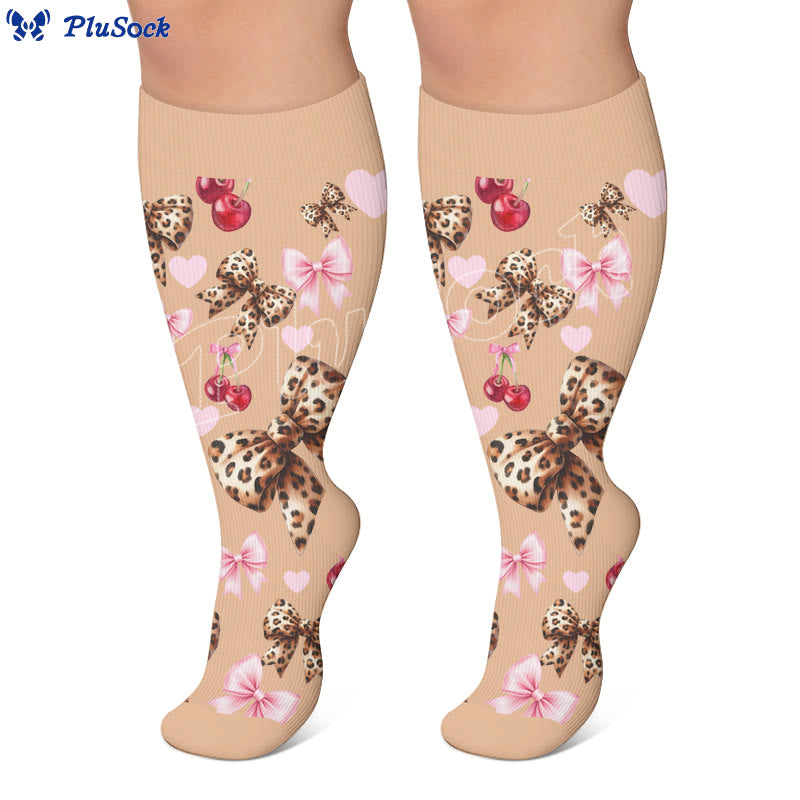 Plusock Plus Size Leopard Print Sweetheart Compression Socks