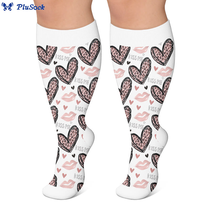 Plusock Plus Size Leopard Print Sweetheart Compression Socks