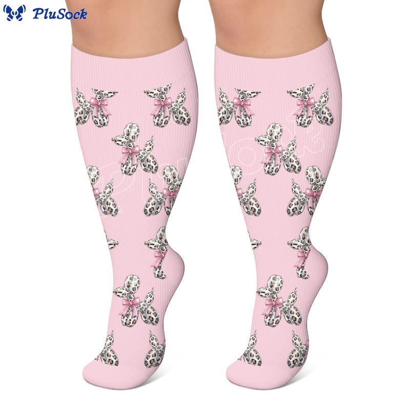 Plusock Plus Size Leopard Print Sweetheart Compression Socks