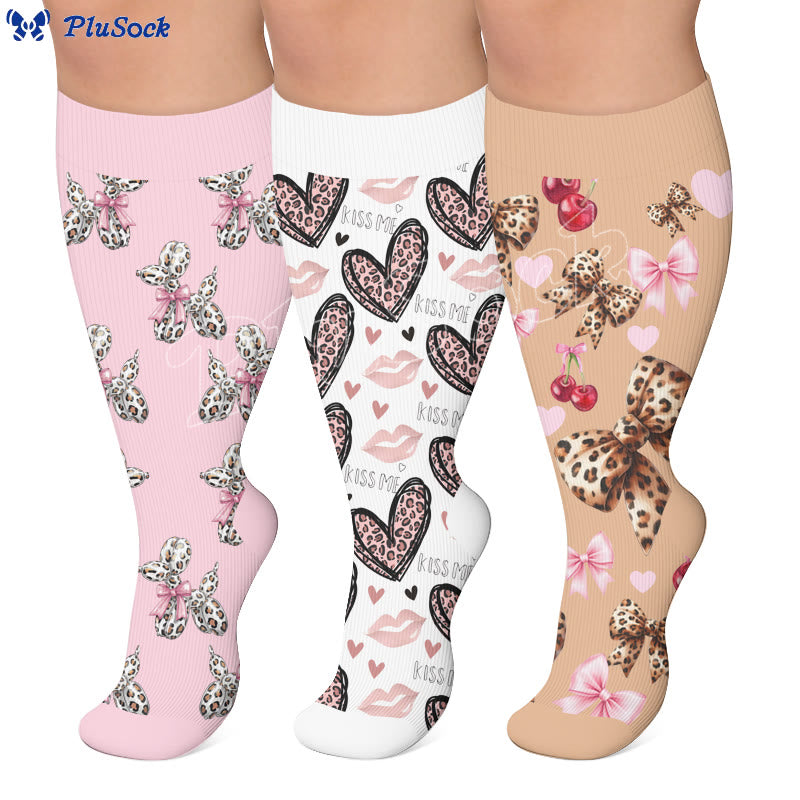 Plusock Plus Size Leopard Print Sweetheart Compression Socks