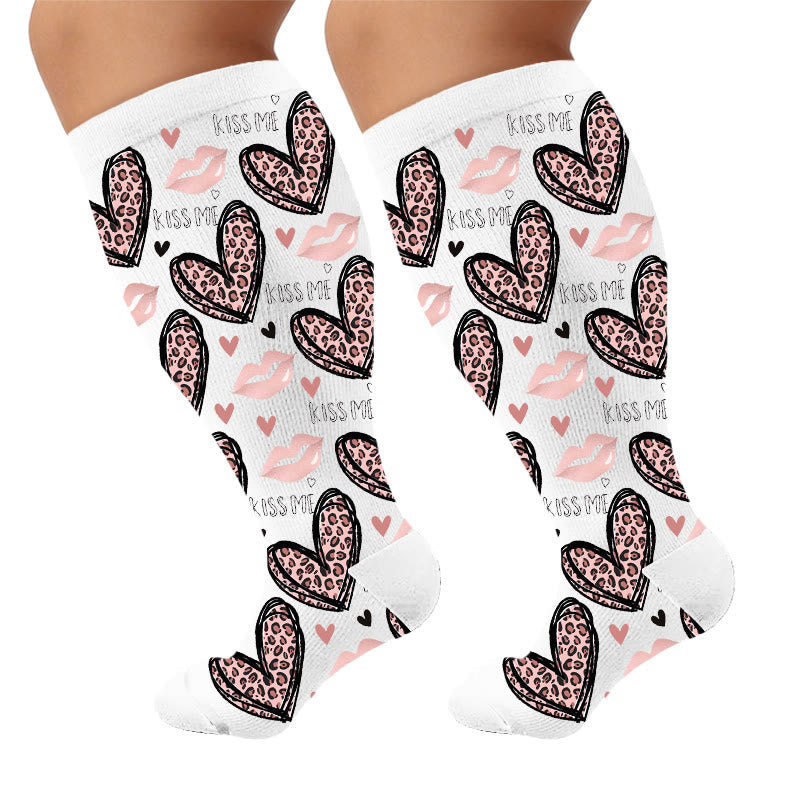 Plusock Plus Size Leopard Print Sweetheart Compression Socks