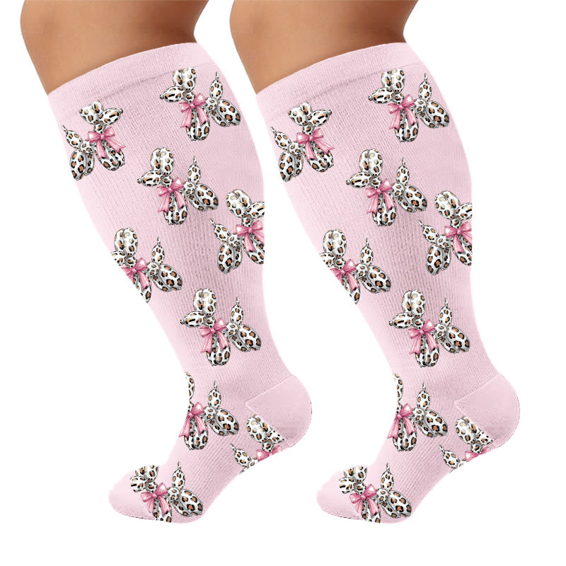 Plusock Plus Size Leopard Print Sweetheart Compression Socks