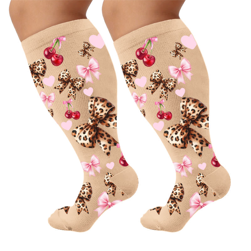 Plusock Plus Size Leopard Print Sweetheart Compression Socks