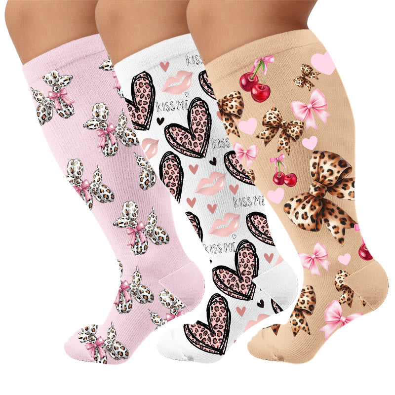 Plusock Plus Size Leopard Print Sweetheart Compression Socks