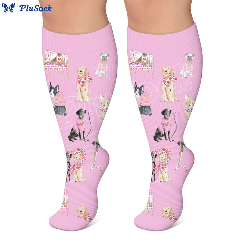 Plusock Plus Size Puppy Whispers Compression Socks