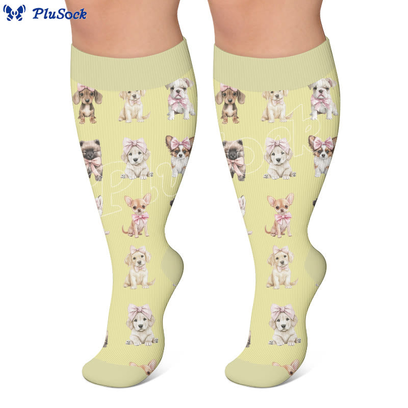 Plusock Plus Size Puppy Whispers Compression Socks