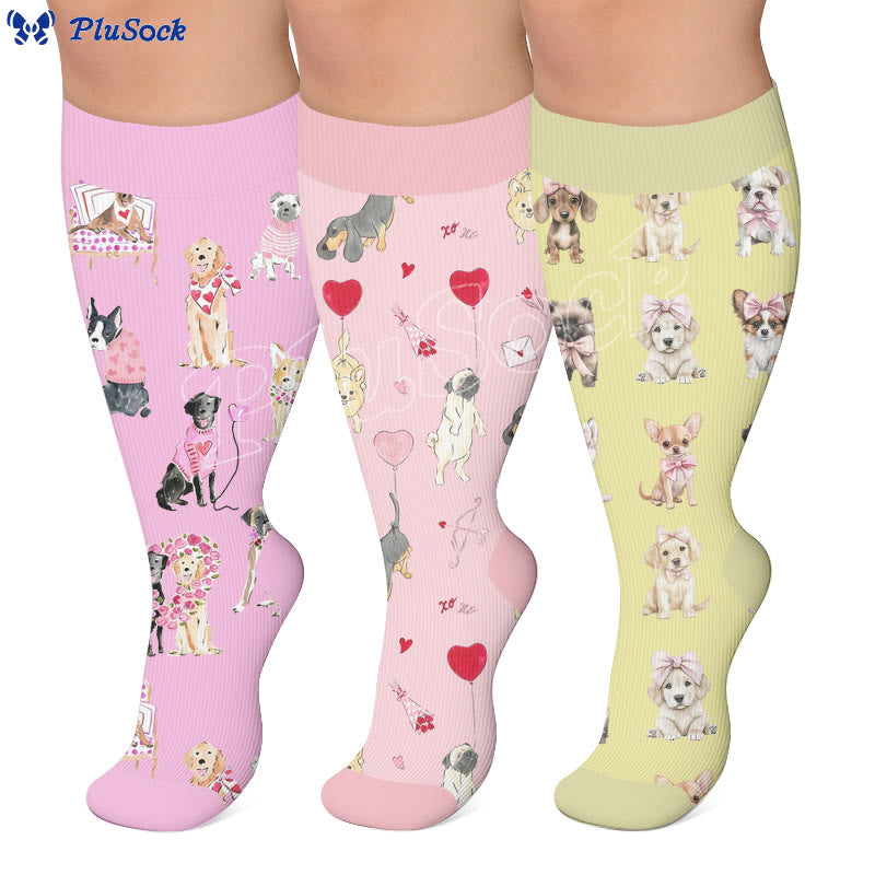 Plusock Plus Size Puppy Whispers Compression Socks