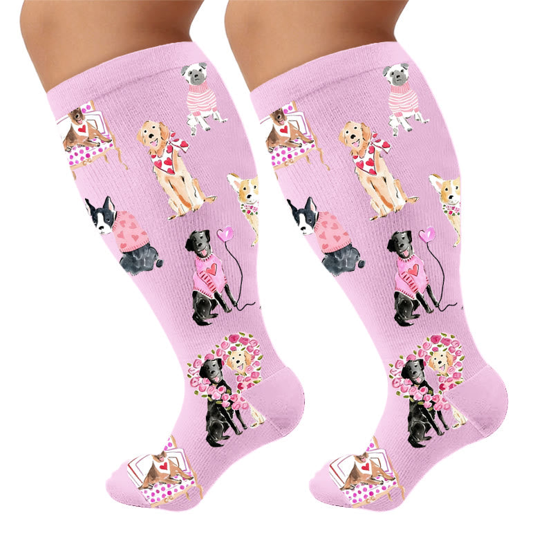 Plusock Plus Size Puppy Whispers Compression Socks