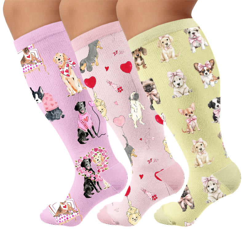 Plusock Plus Size Puppy Whispers Compression Socks