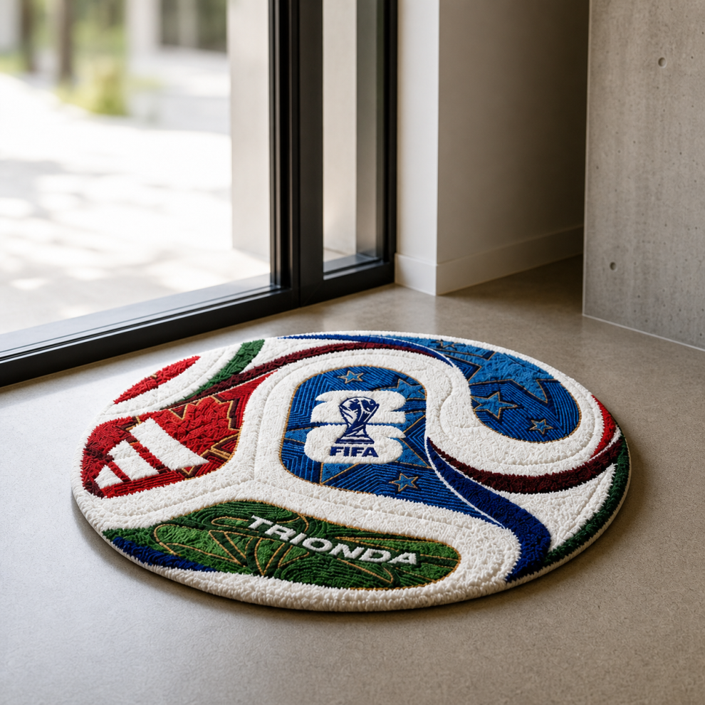 2026 World Cup Soccer Ball Round Tufted Rug