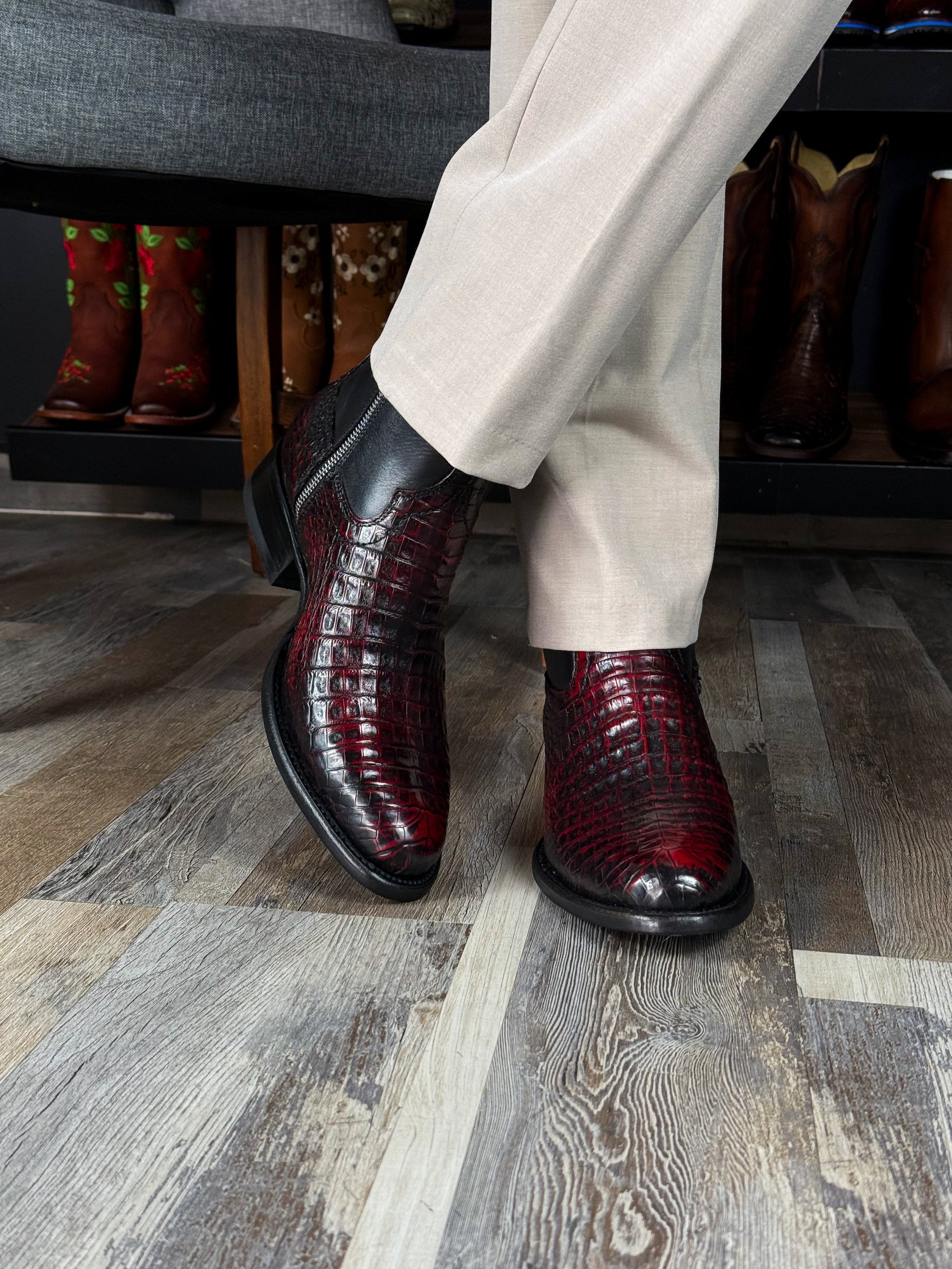 Brown piton boots