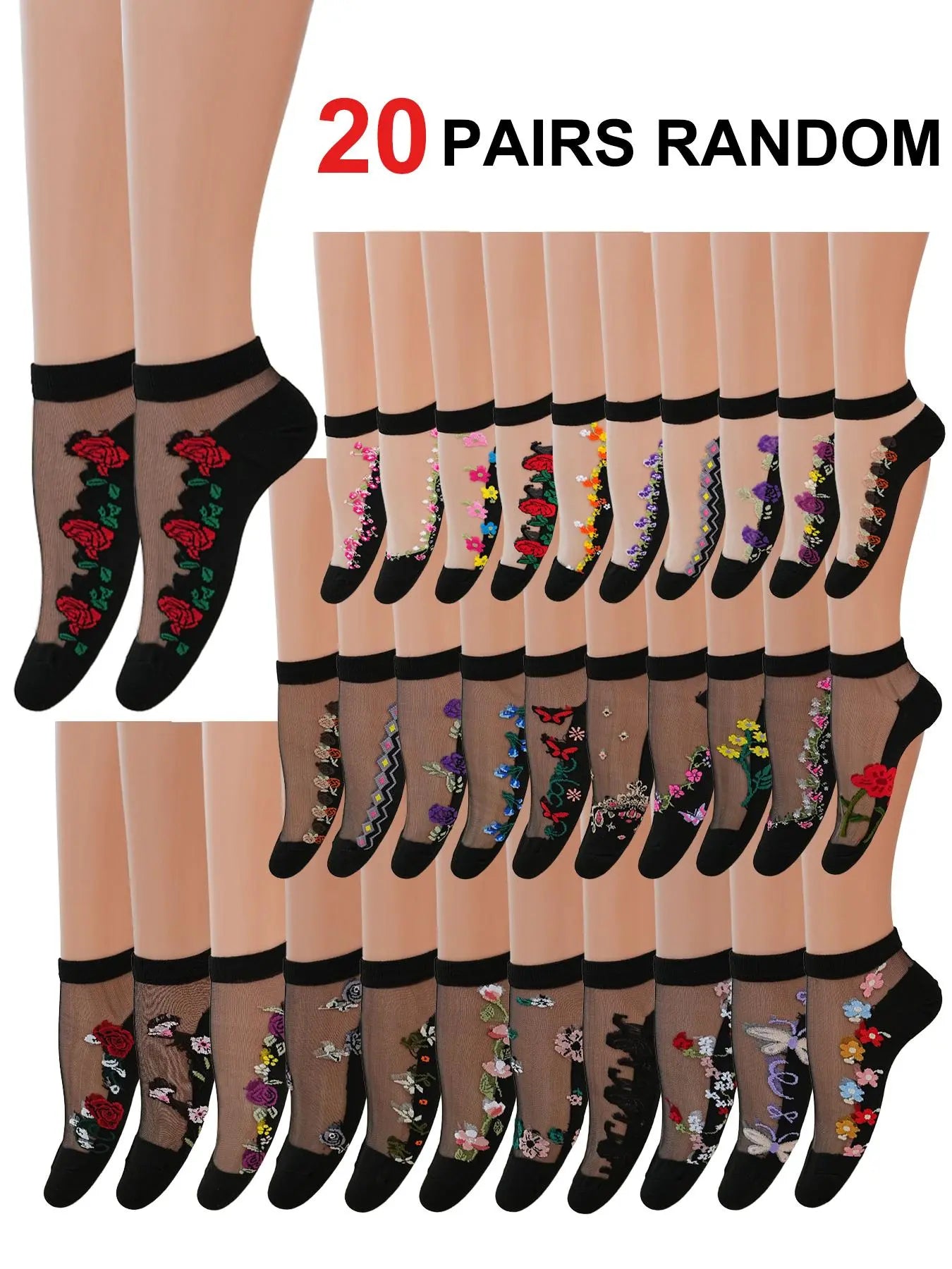 20 Pack  Blossom Floral Socks