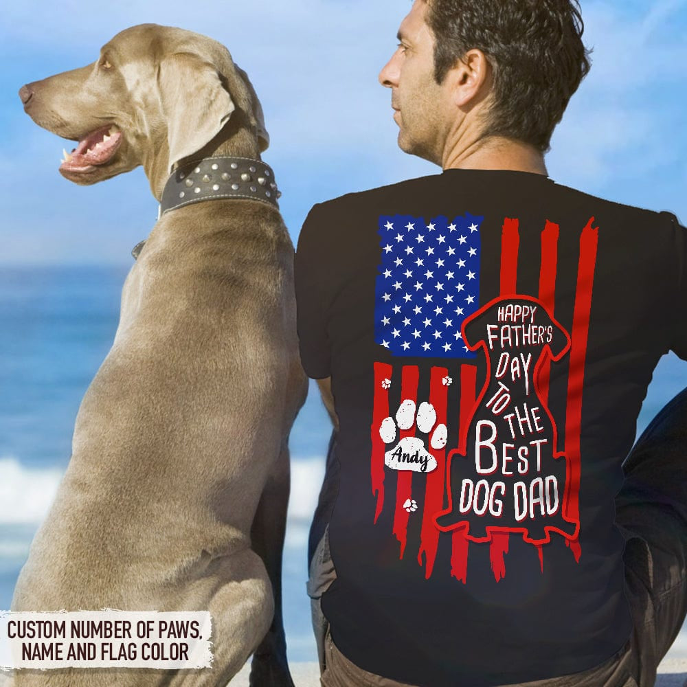 Best Dog Dad Flag Back Dog Shirt