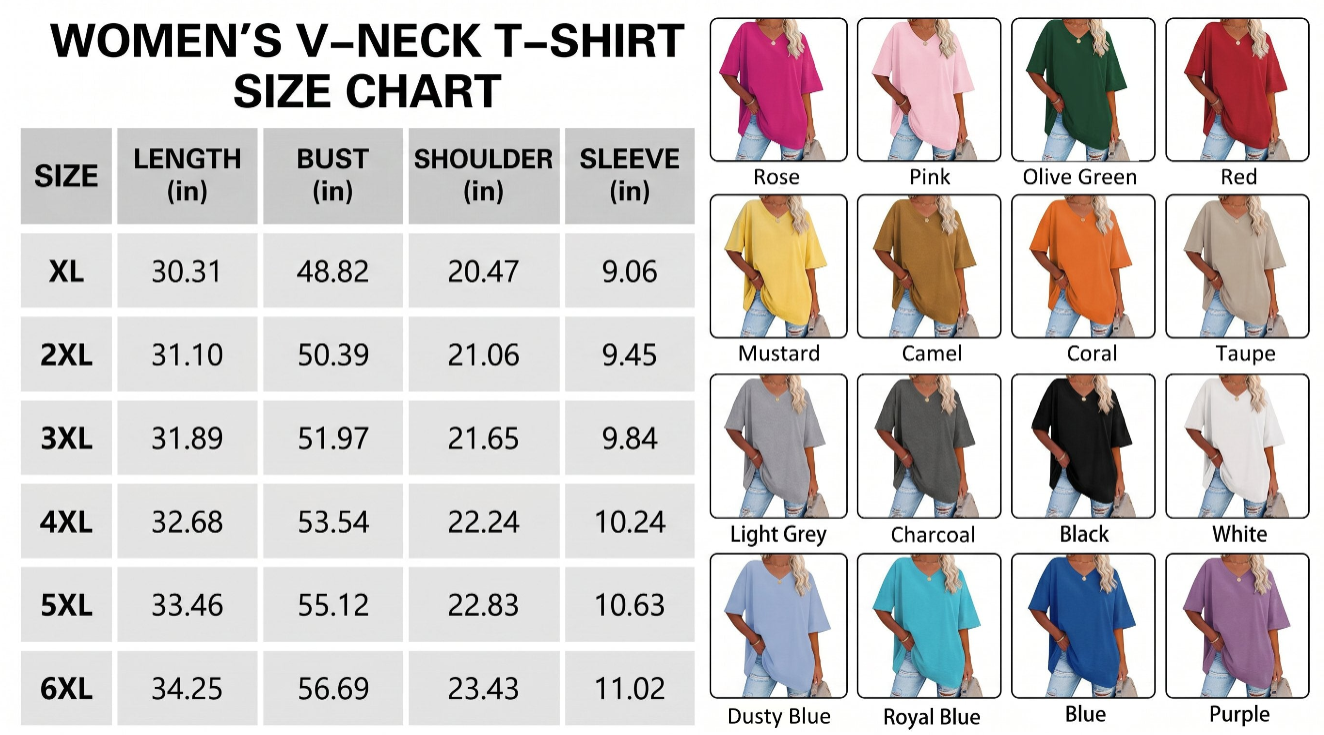 Women's Plus Size V Neck T Shirts