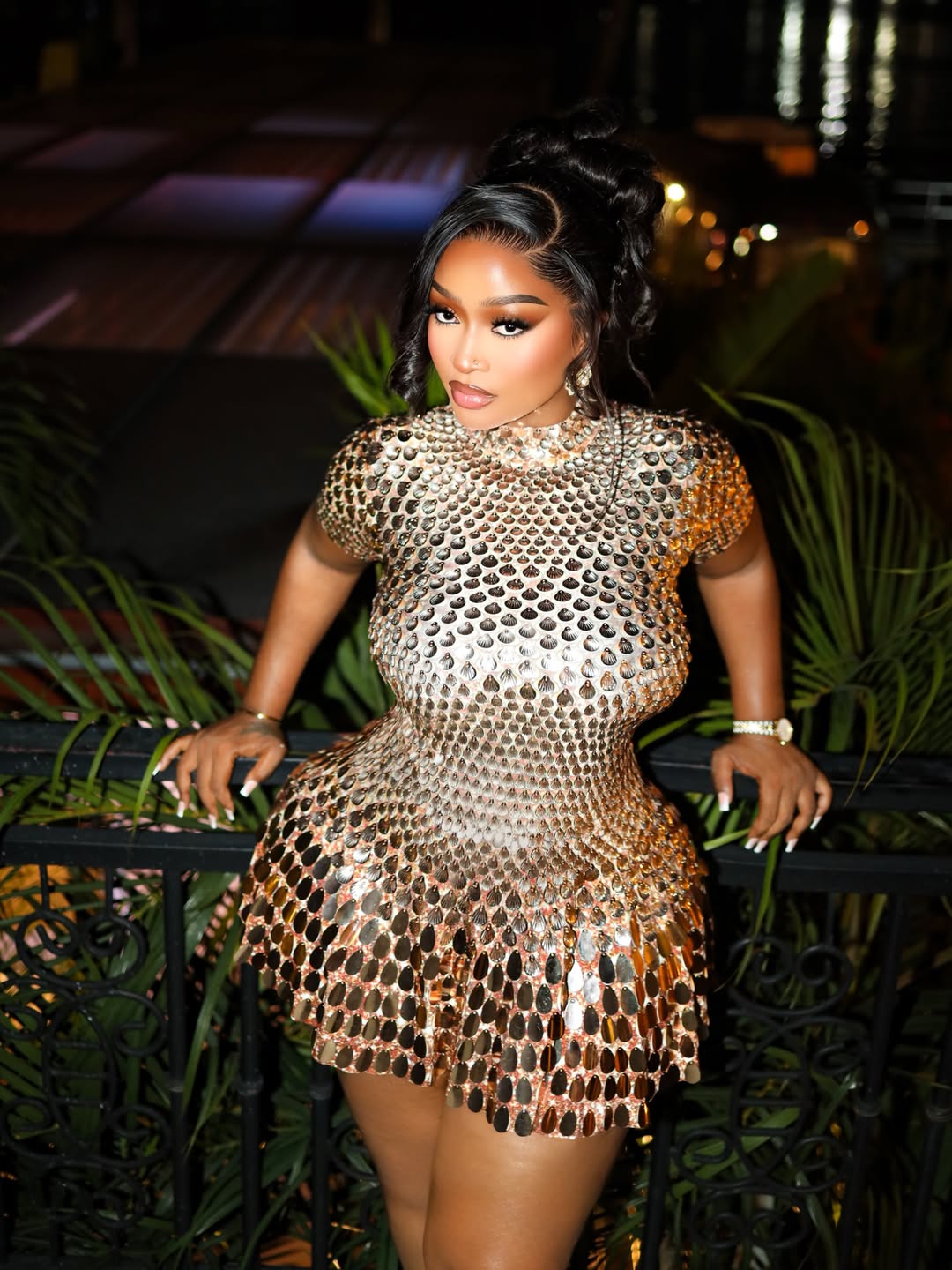 Shimmer Sequin Flounce Hem Mini Dress