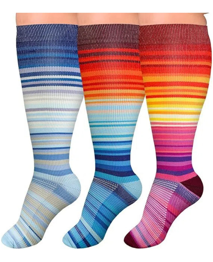 3 Pairs Plus Size Wide Calf Compression Socks