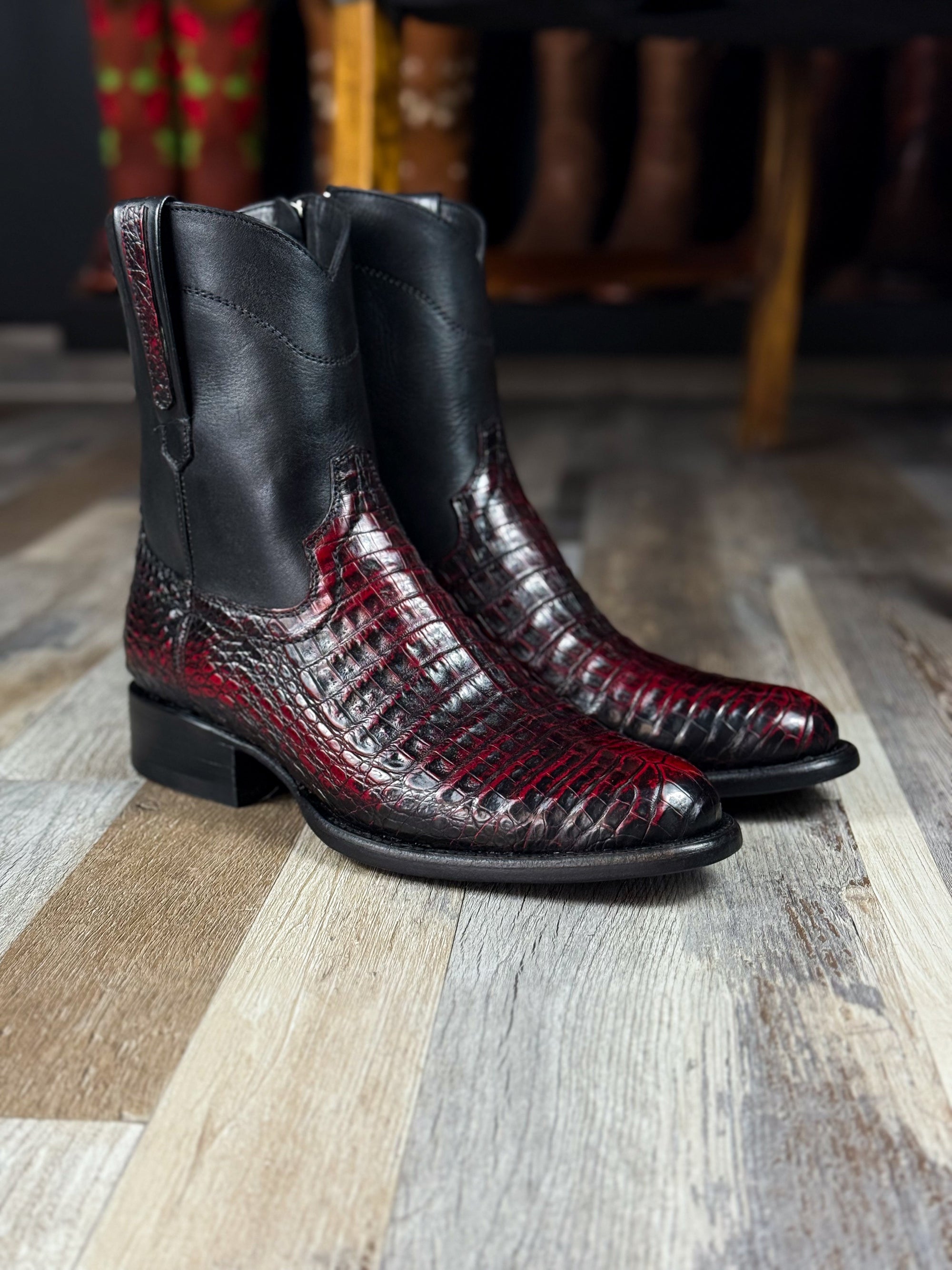 Brown piton boots