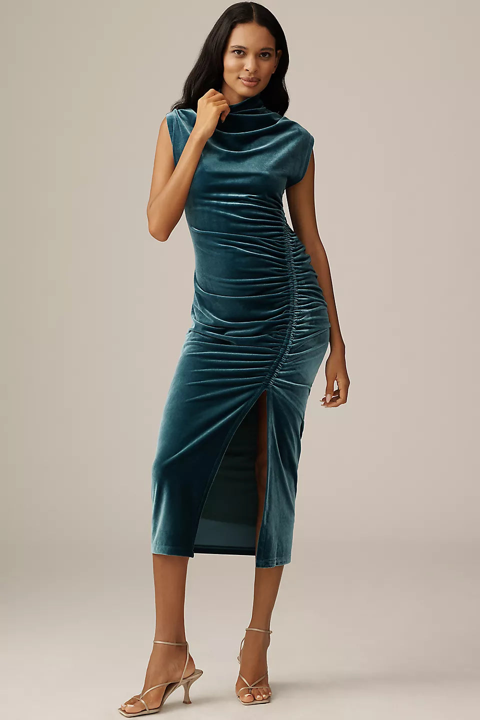 Stretch Velvet Cowl-Neck Dress OR Jacquard Maxi Dress