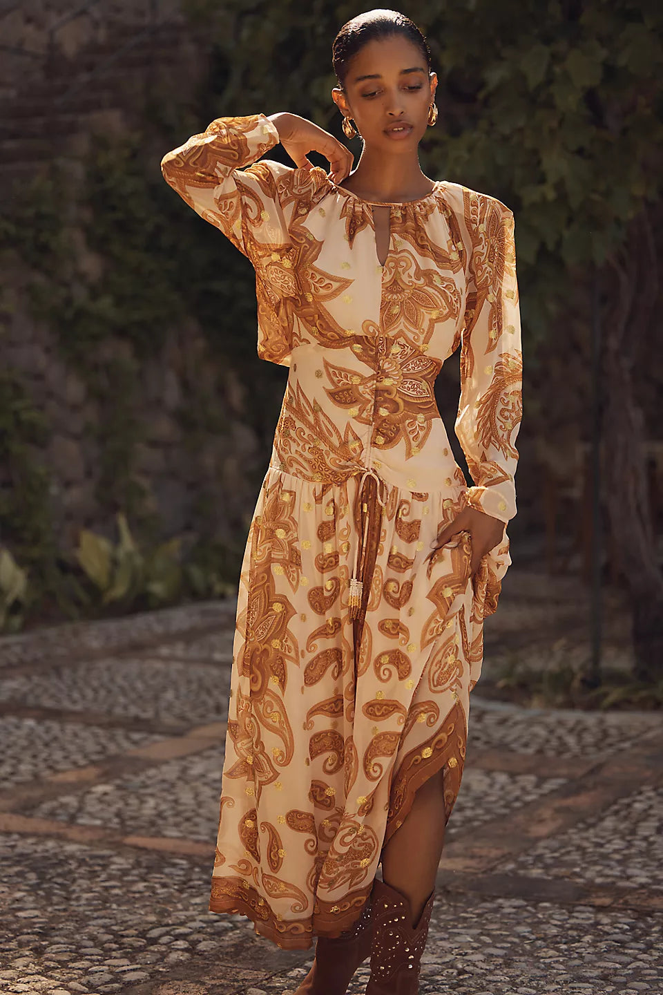 Stretch Velvet Cowl-Neck Dress OR Jacquard Maxi Dress