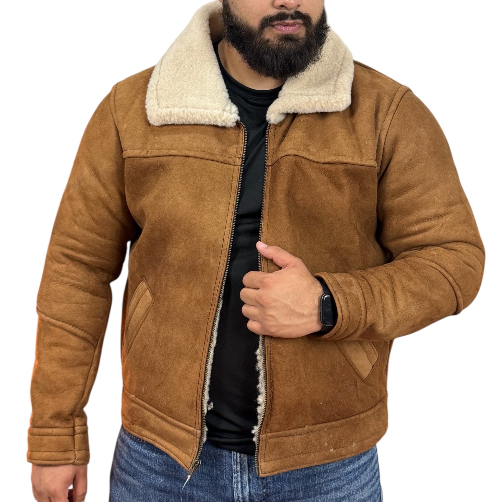 MARLBORO Short Natural Genuine Leather Jacket