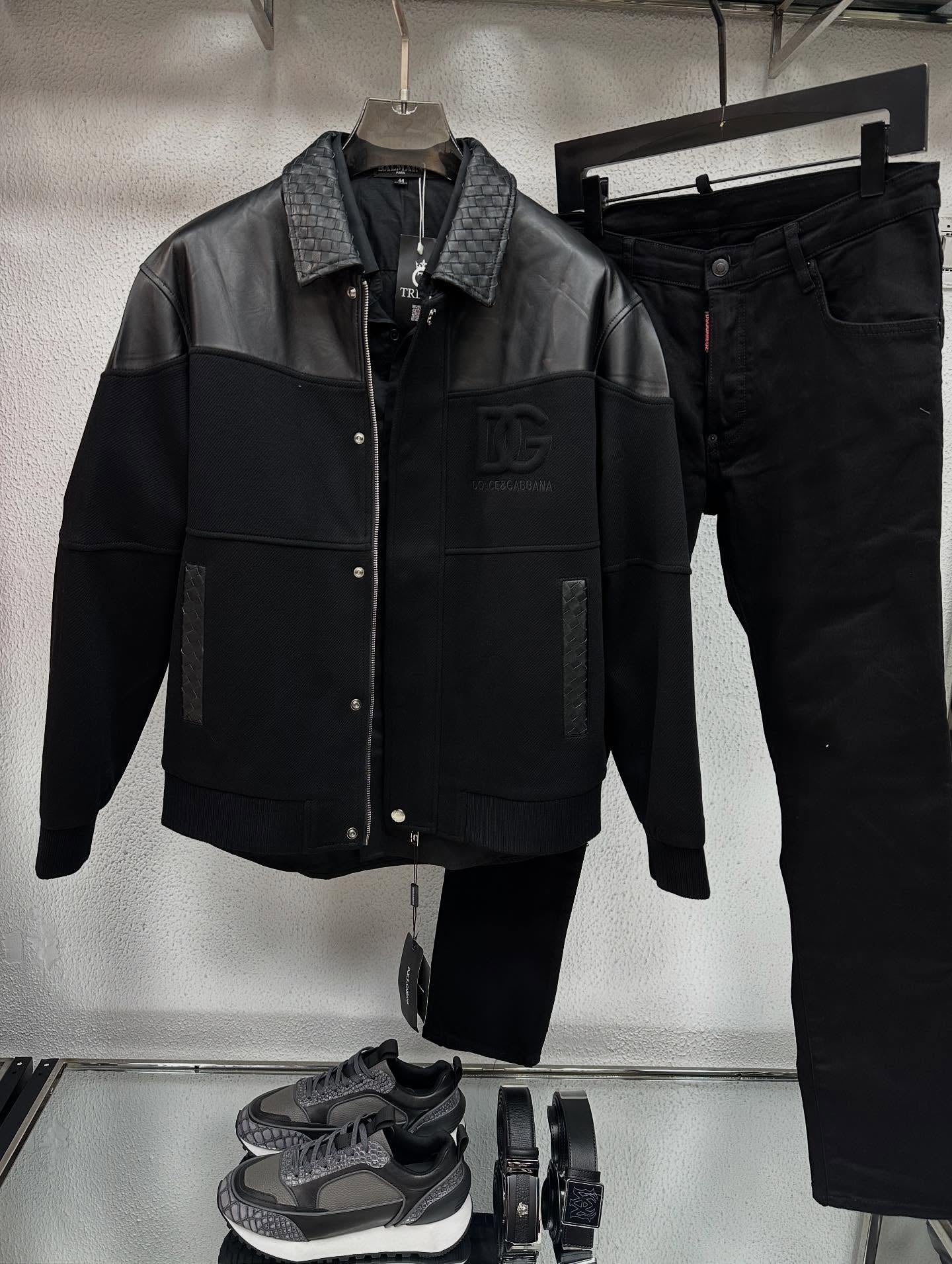 Classic patchwork leather jacket