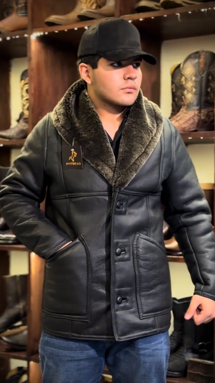 Patchwork Long Sleeve Leather Men's Jackets