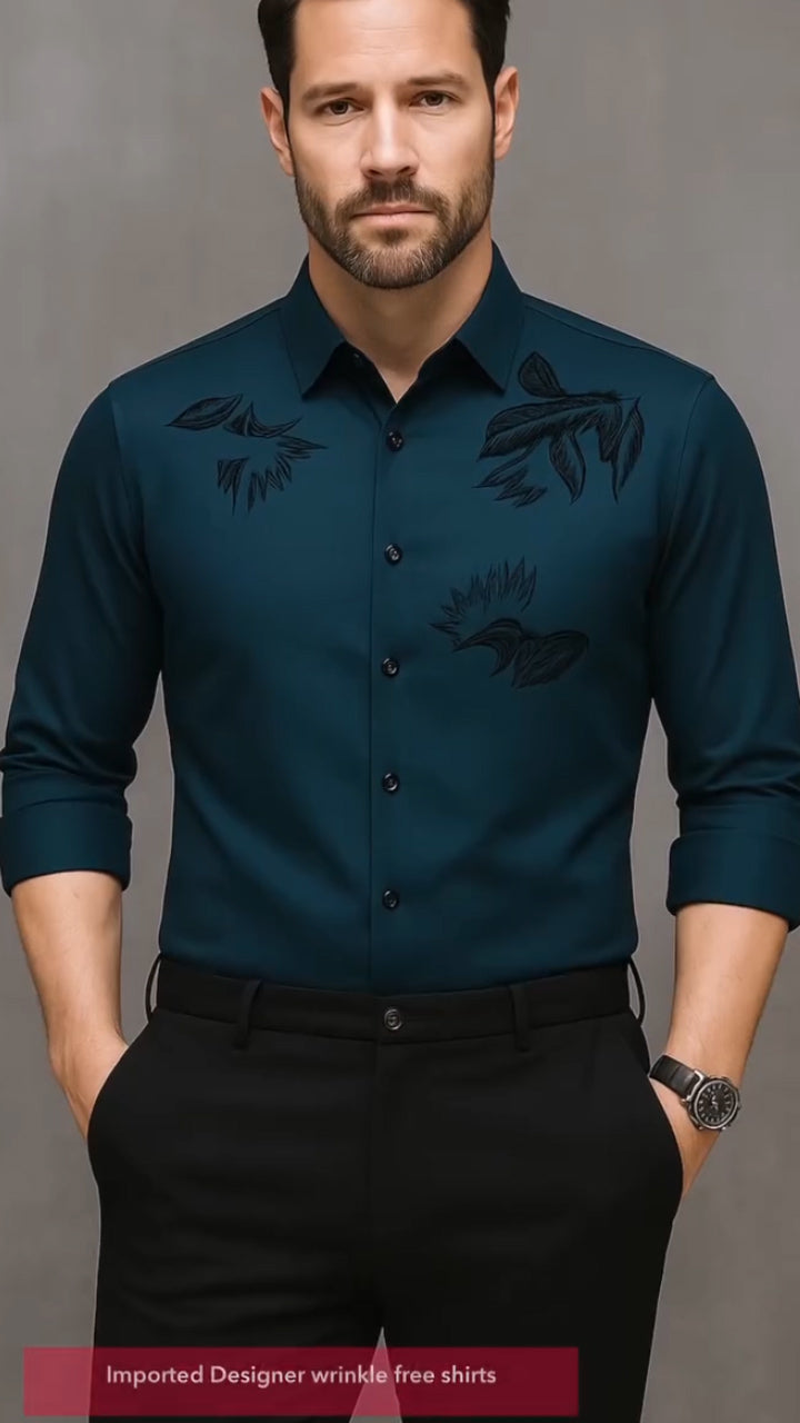 Business no-iron seamless flocking shirt
