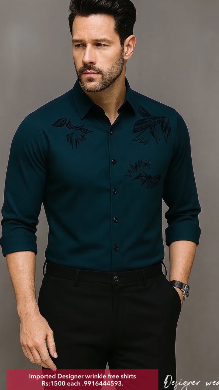 Business no-iron seamless flocking shirt