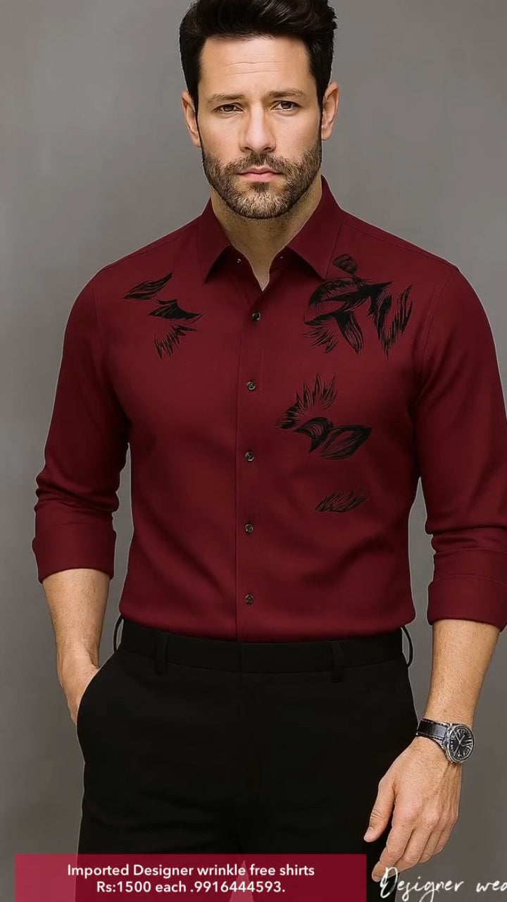 Business no-iron seamless flocking shirt