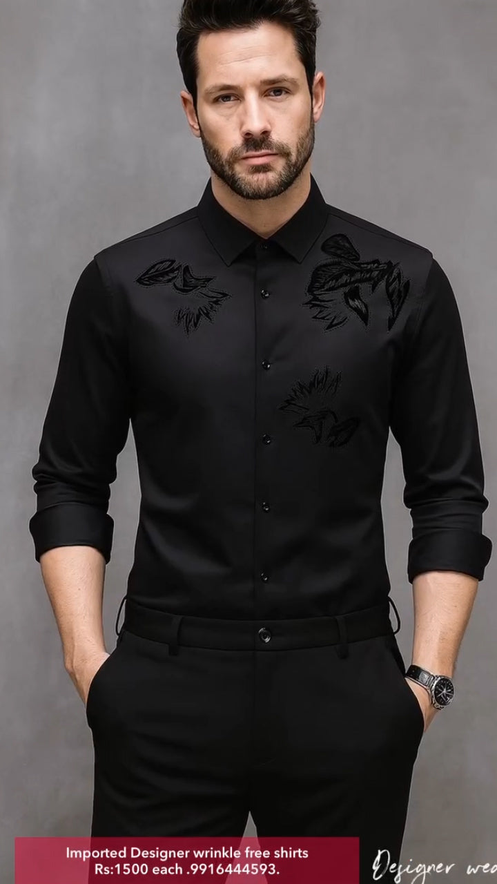 Business no-iron seamless flocking shirt