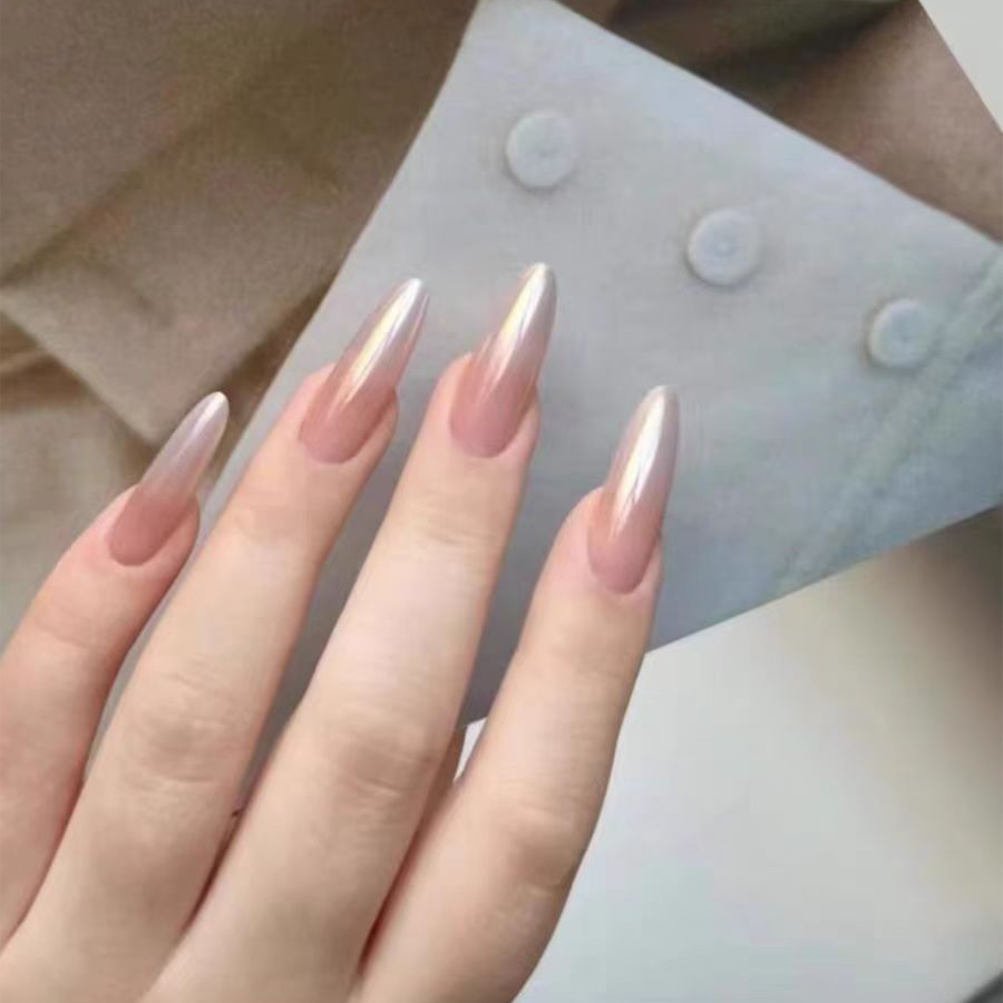 Golden Sunset｜Coffin Pink Nail｜Press On Nails