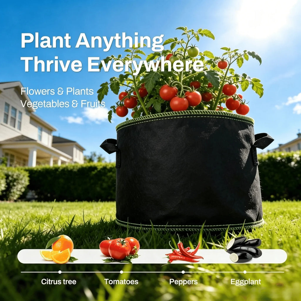 🔥LAST DAY 49%OFF🌱 5-Pack 5 Gallon Grow Bags – Heavy Duty Aeration Fabric Pots with Handles for Vegetables, Flowers & Fruits 🪴