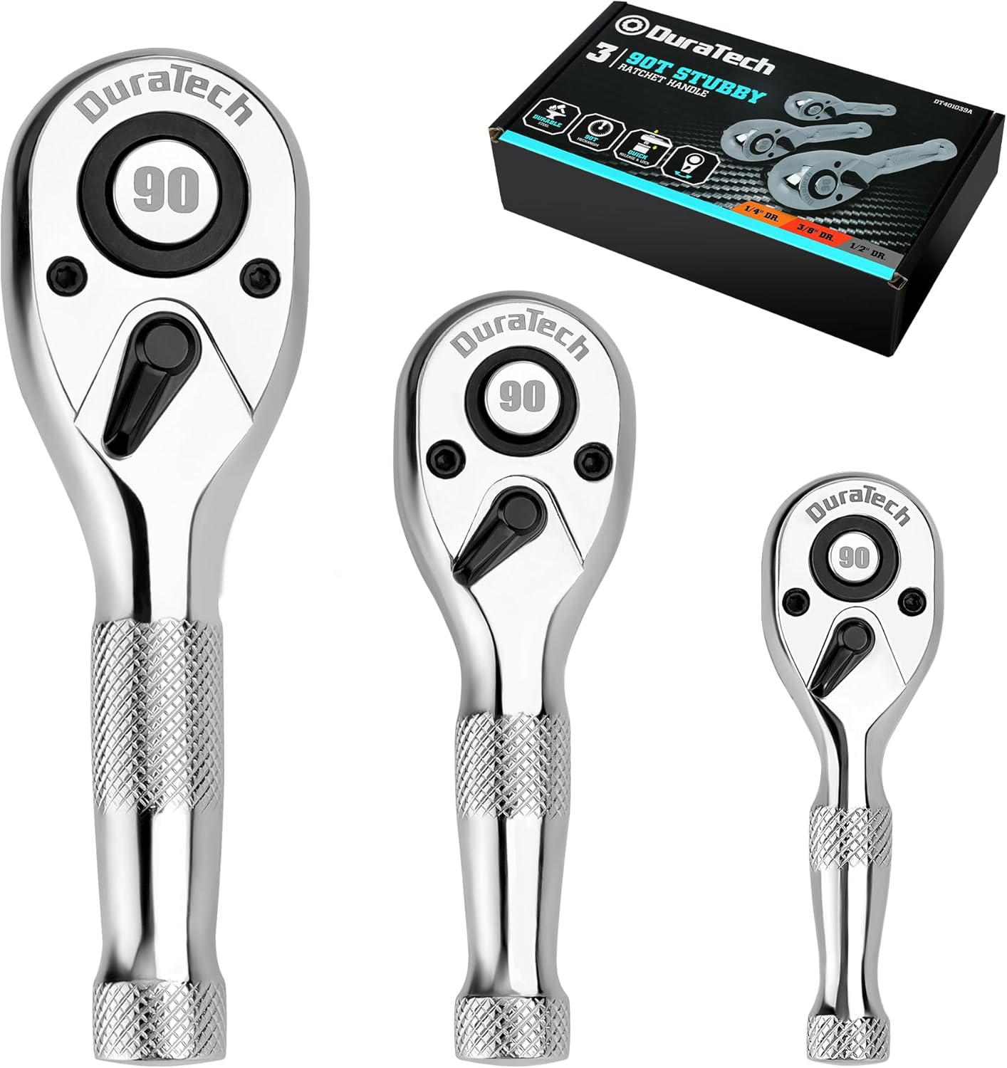 DURATECH 3PCS Stubby Ratchet Wrench Set