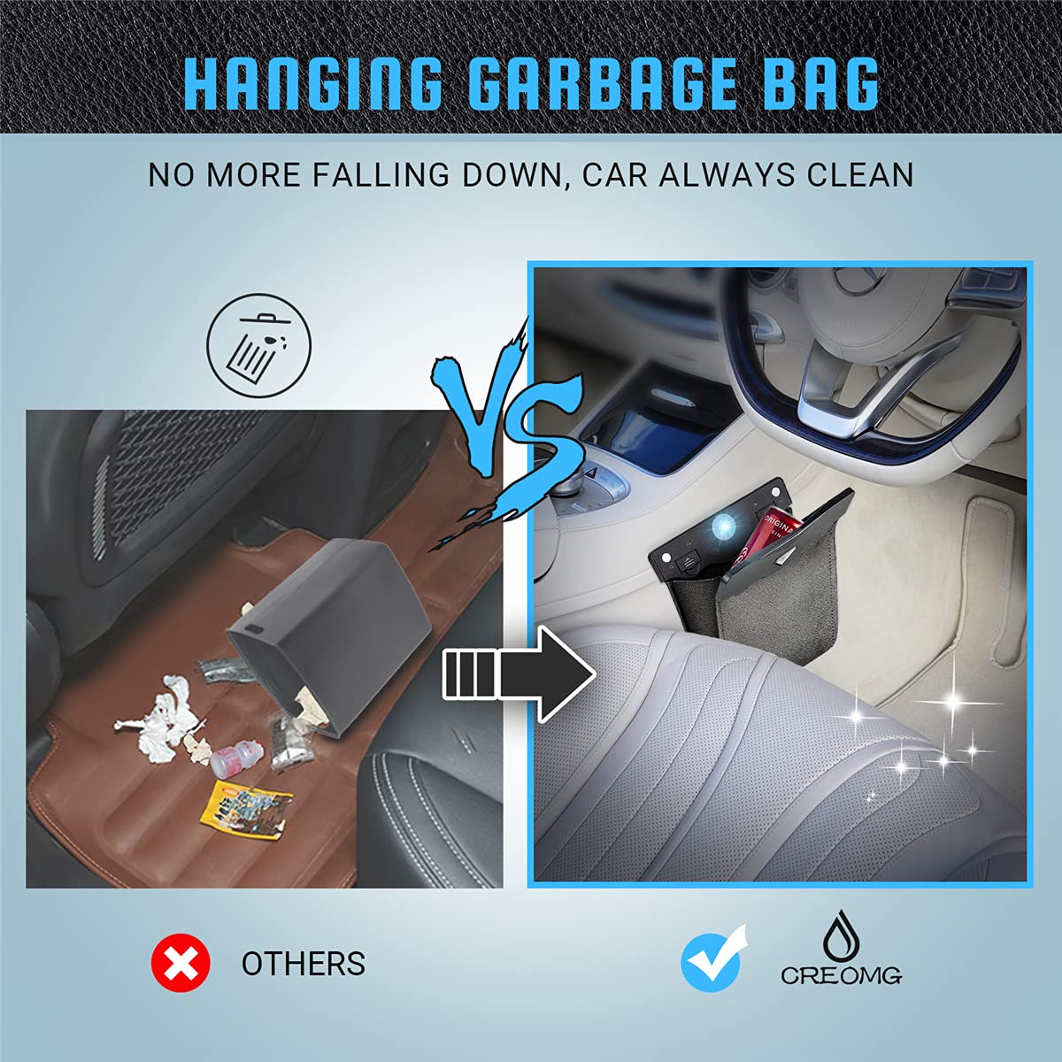 LED Light and Magnet Closure Car Trash Bag
