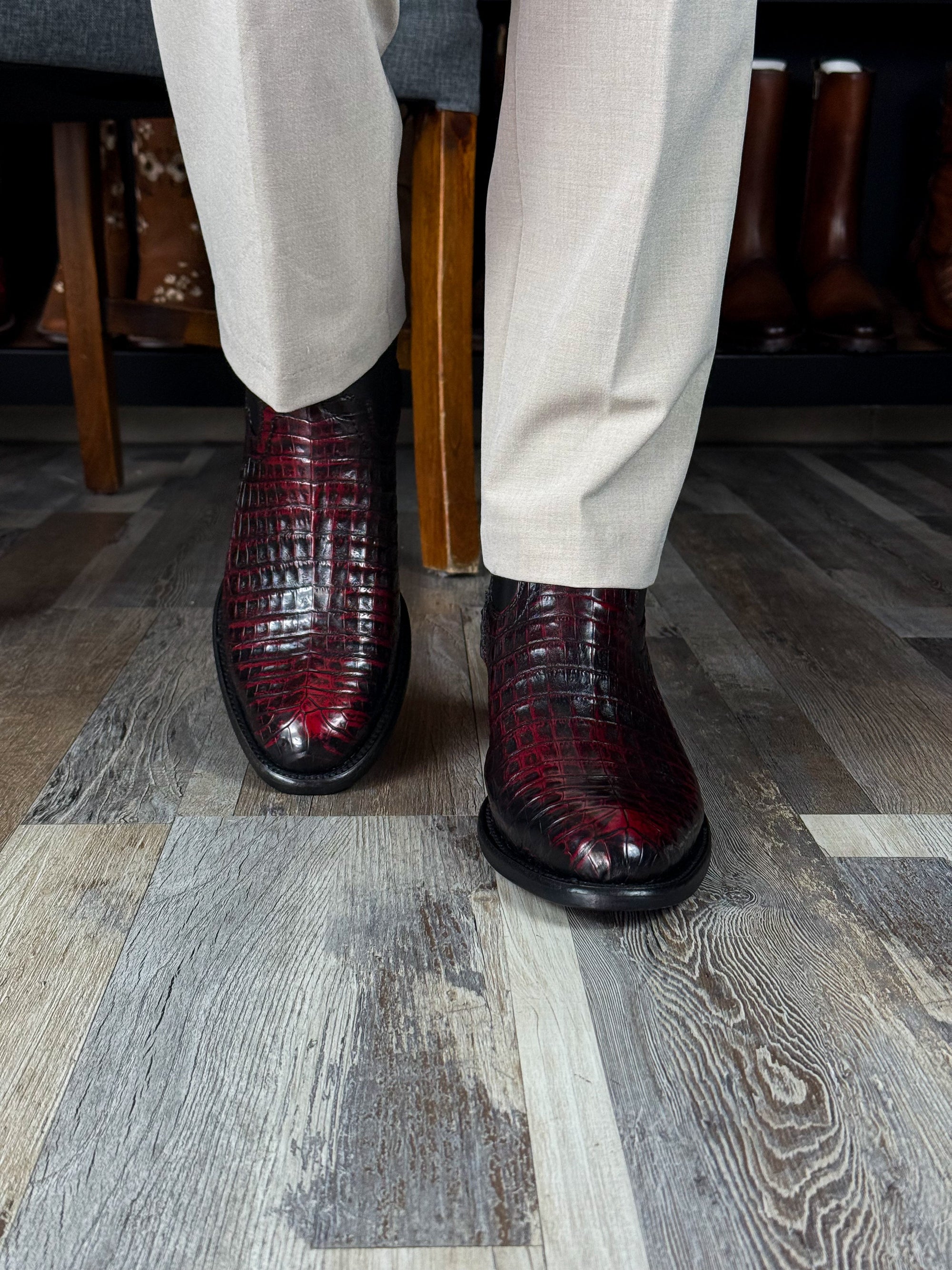 Brown piton boots