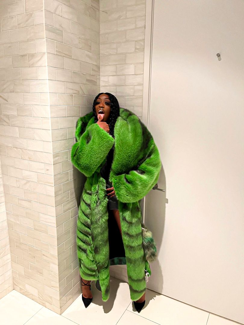 GREEN Rabbit Fur Coat