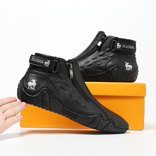 MEN'S SIDE ZIPPED LEATHER HIKING BOOTS