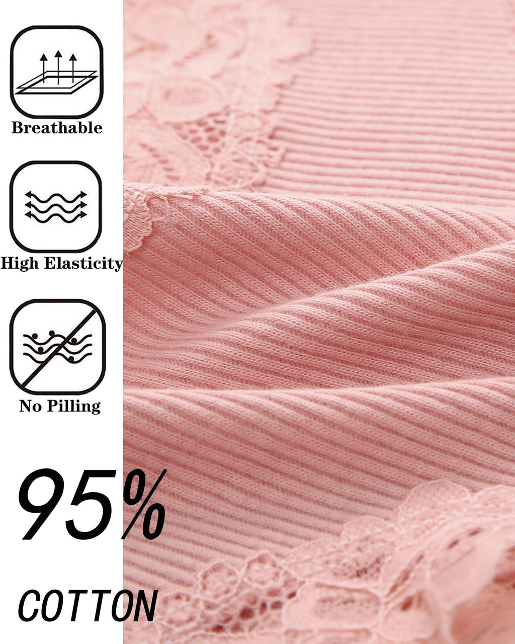 6pcs Cotton Underwear Lace