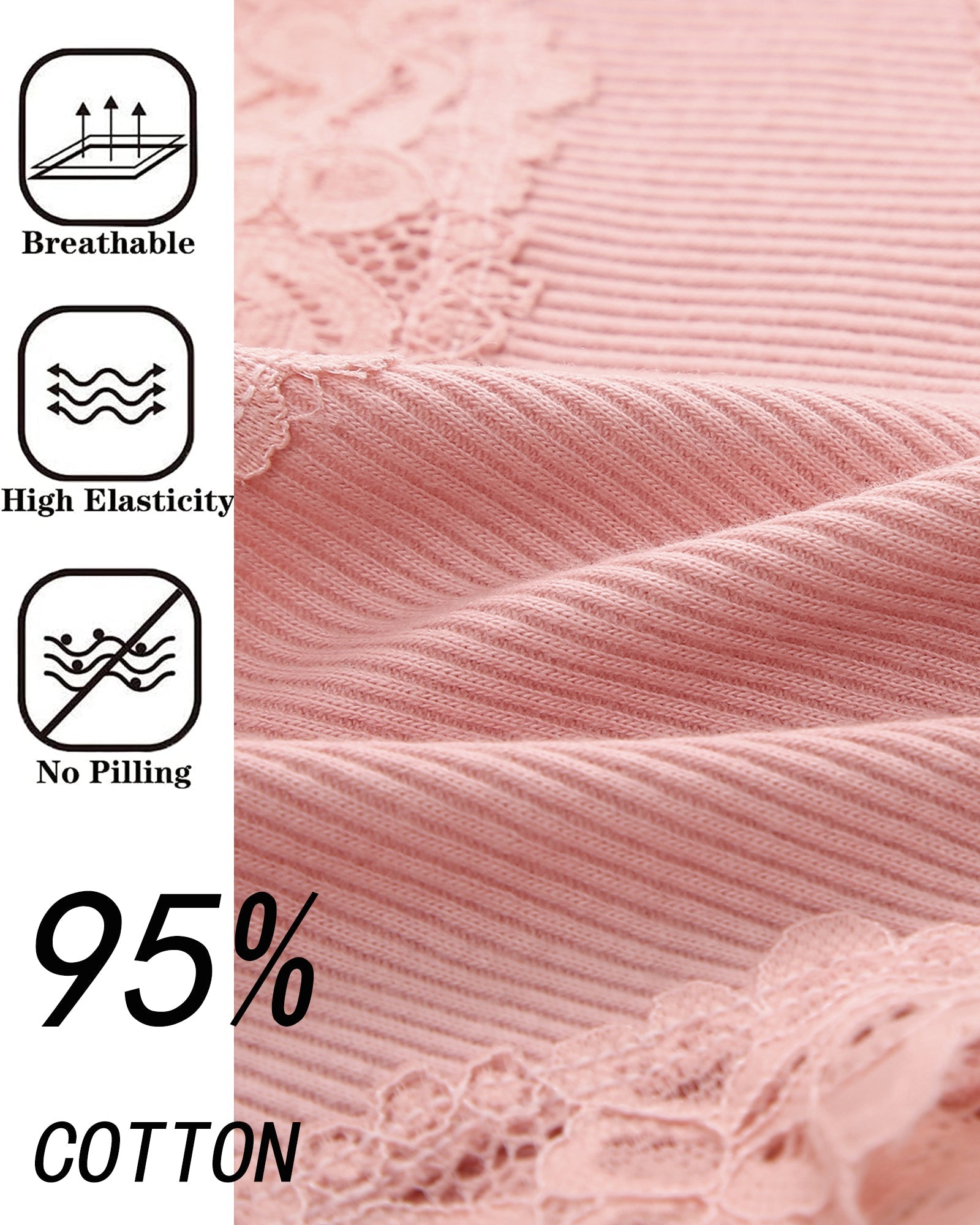 6pcs Cotton Underwear Lace