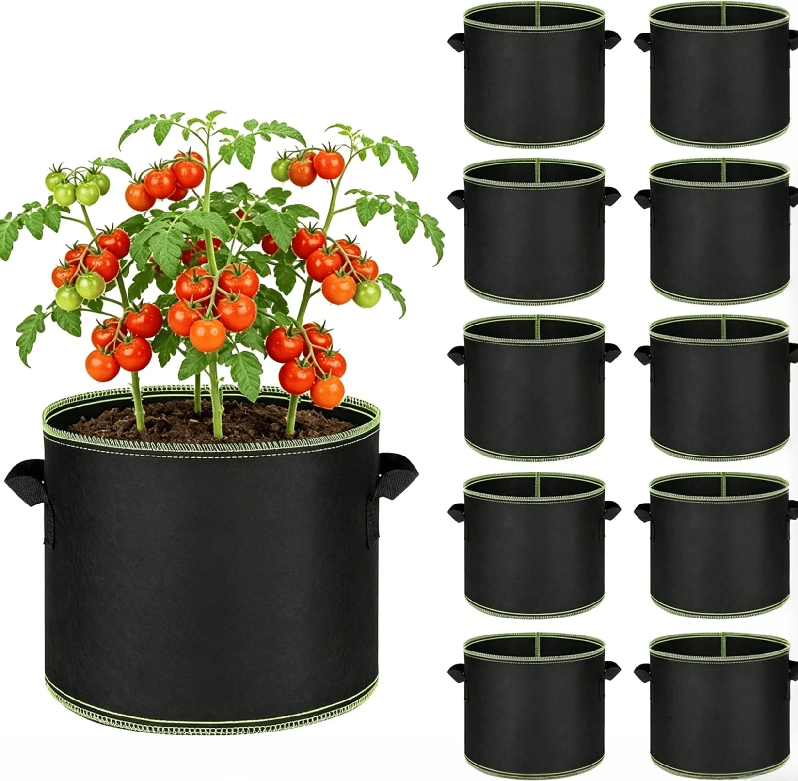 🔥LAST DAY 49%OFF🌱 5-Pack 5 Gallon Grow Bags – Heavy Duty Aeration Fabric Pots with Handles for Vegetables, Flowers & Fruits 🪴