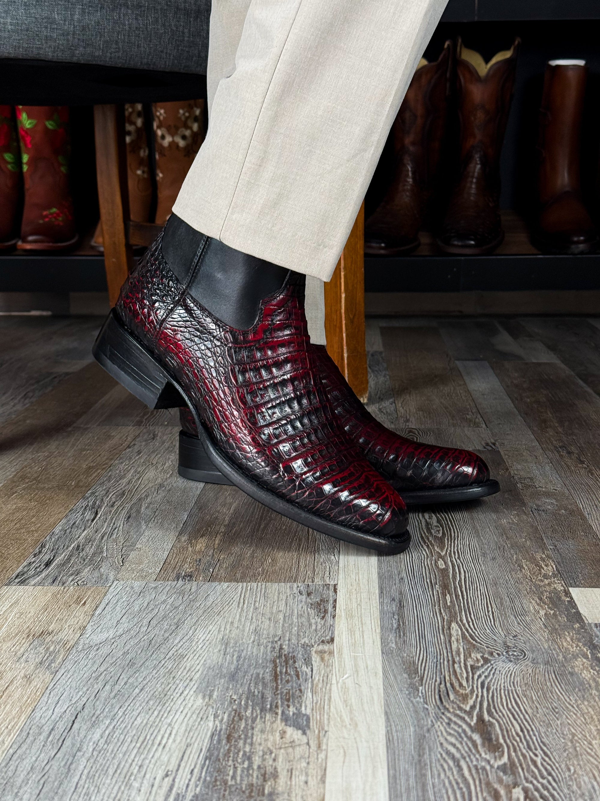 Brown piton boots