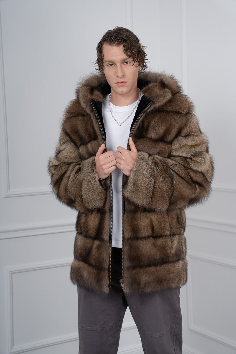 Brown Fisher Jacket with Hood