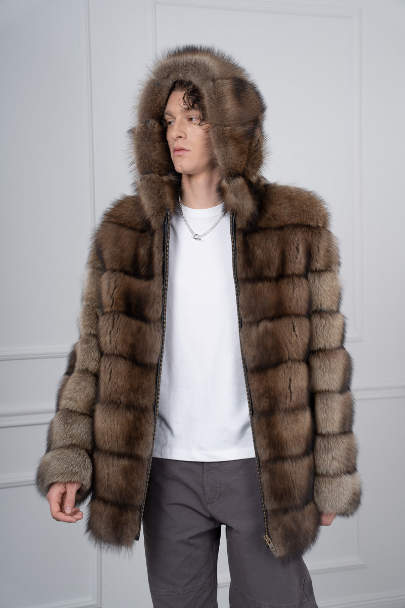 Brown Fisher Jacket with Hood